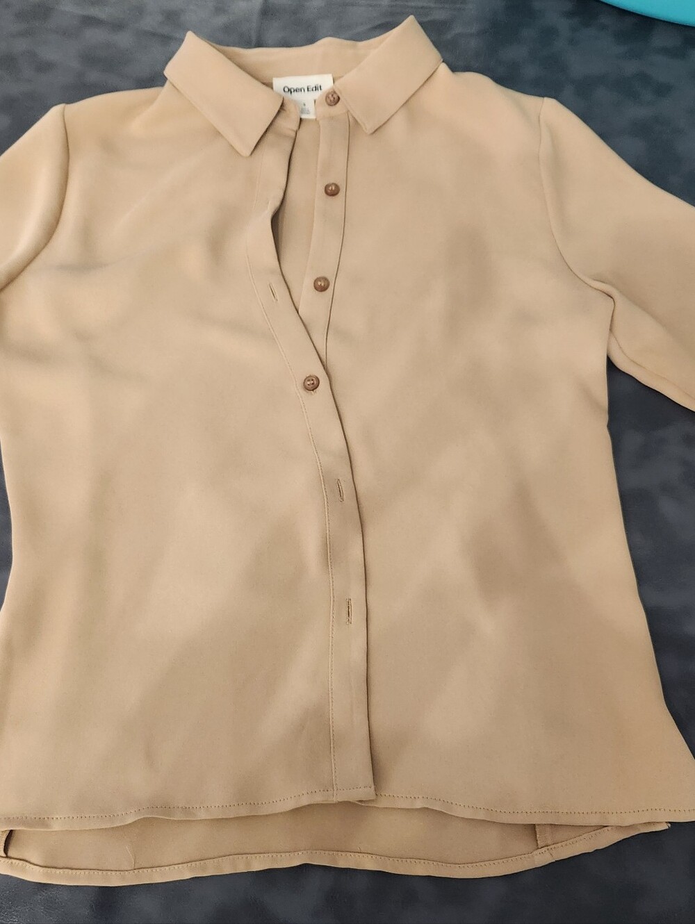 Open Edit Tan Button-Down Collared Shirt